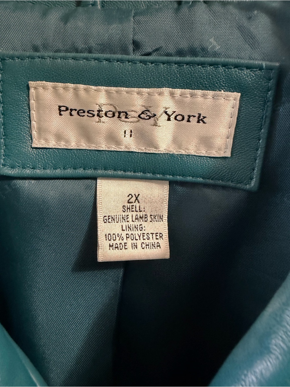 Preston & York Teal Leather jacket size 2X - Picture 3 of 12
